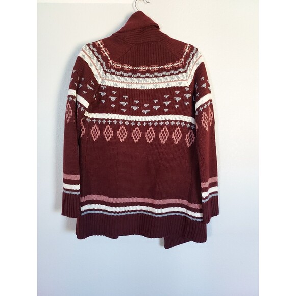 Pink Republic Women's Cardigan Open Front With Pockets Maroon Size Medium NEW - Picture 2 of 3